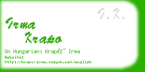 irma krapo business card